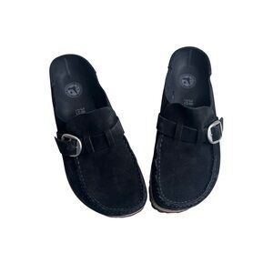 Birkenstock Buckley Womens 7 Shoes Slip On Clog Black Leather Buckle Comfort